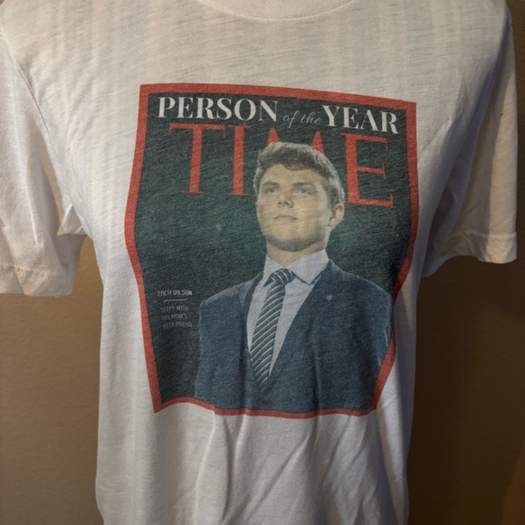 Bella Canvas Tee Medium White Short Sleeve Time Magazine Zach Wilson Faded Print - Picture 3 of 13